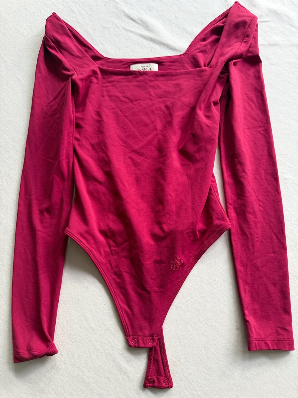 Aritzia Long Sleeve Square Neck One-Piece Bodysuit in Magenta- XS